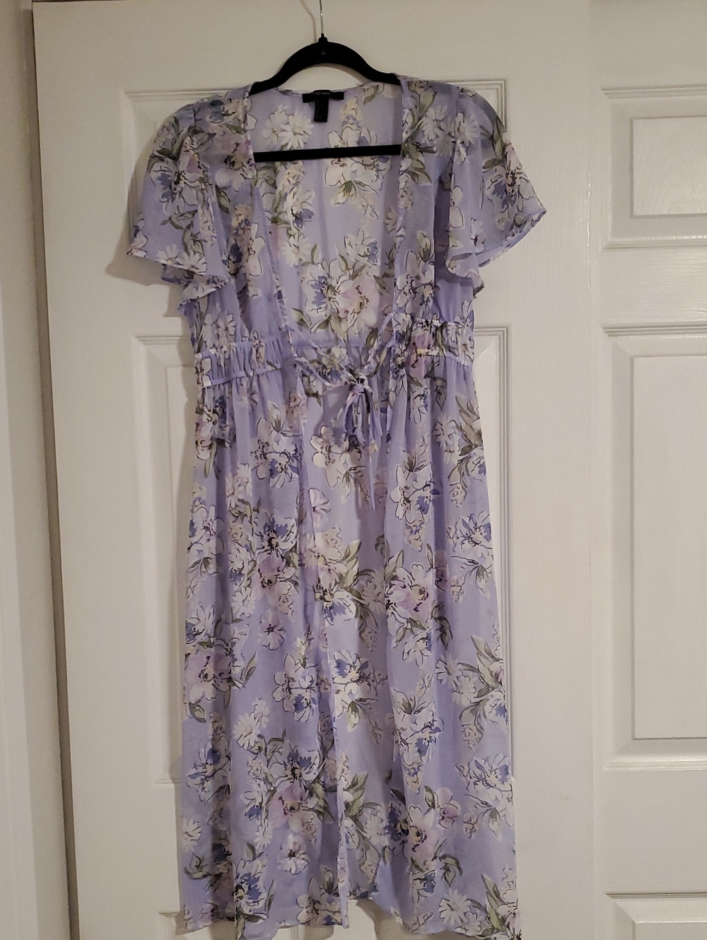 Forever 21 Lilac Floral Midi Dress with Tie Waist